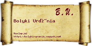 Bolyki Uránia névjegykártya
